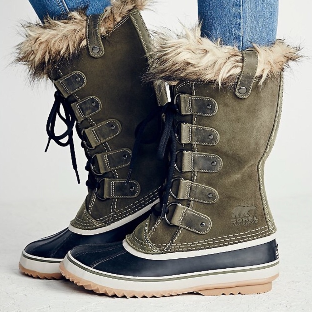 Sorel Joan Of Arctic Nori Green Fur Top Snow Boot